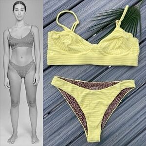 ACACIA Set - Paisley Bikini Top & Zuma Bottom in Topaz Terry Ribbed - XL/M